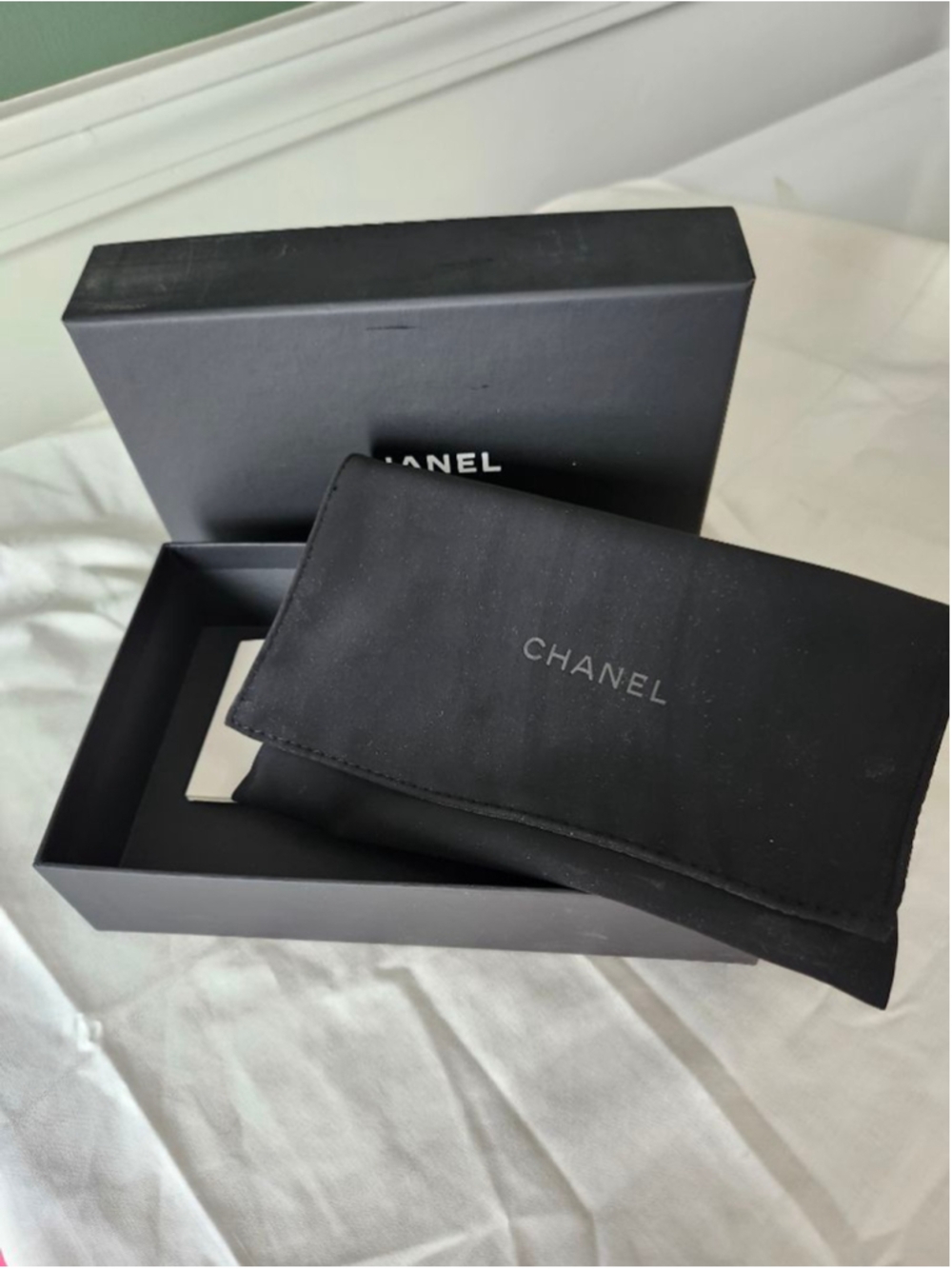 Chanel Black Suede Dust Bag and Box